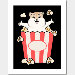 Hamster with Bag of Popcorn Posters and Art